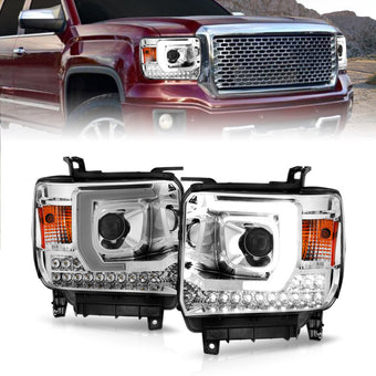 compare product ANZO 14-15 GMC Sierra 1500/2500HD/3500HD Plank Style Projector Headlight - Chrome Housing