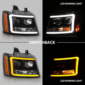 compare product ANZO 07-14 Chevy Tahoe Projector Headlights w/ Plank Style Design Black w/ Amber