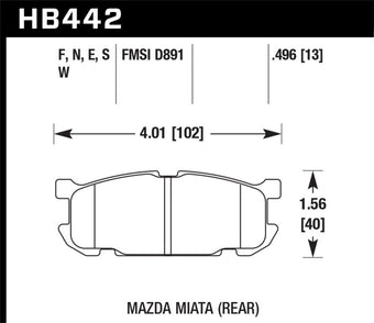 compare product Hawk 01-03 Mazda Miata 1.8L Base Pads Only Rear ER-1 Brake Pads