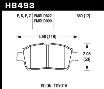compare product Hawk 04-07 xA/xB D990 Blue 9012 Race Front Brake Pads