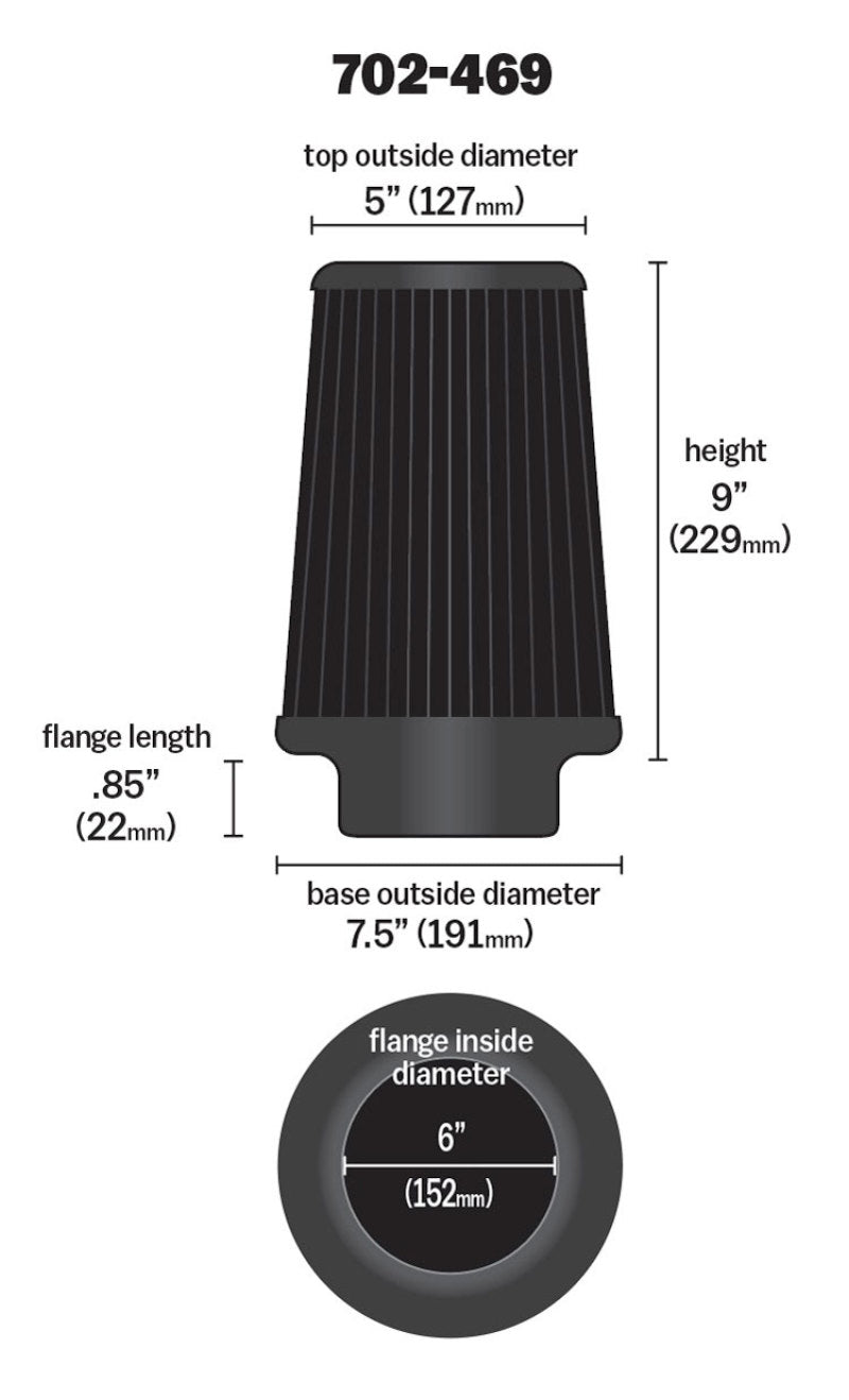 Airaid Universal Air Filter - Cone 6 x 7 1/4 x 5 x 9 - Blue SynthaMax - My Store