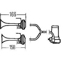 Hella Twin Trumpet Horn Kit 12V 240W 795 - 800Hz 118dB - My Store
