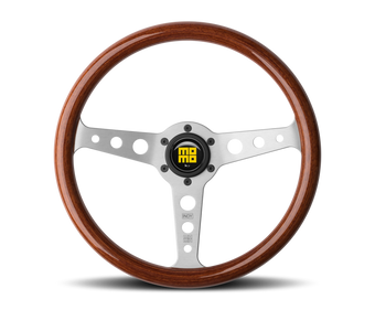 compare product Momo Indy Steering Wheel 350 mm - Mahogany Wood/Brushed Spokes