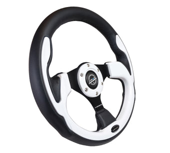 compare product NRG Reinforced Steering Wheel (320mm) Blk w/White Trim & 4mm 3-Spoke