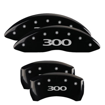 compare product MGP 4 Caliper Covers Engraved Front & Rear 300 Black finish silver ch