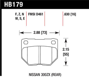 compare product Hawk 2/1989-1996 Nissan 300ZX Base (Excl. Turbo) HPS 5.0 Rear Brake Pads