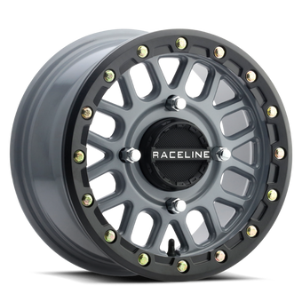 compare product Raceline A93SG Podium 14x7in/4x156 BP/10mm Offset/132.5mm Bore - Grey & Black Ring Beadlock Wheel