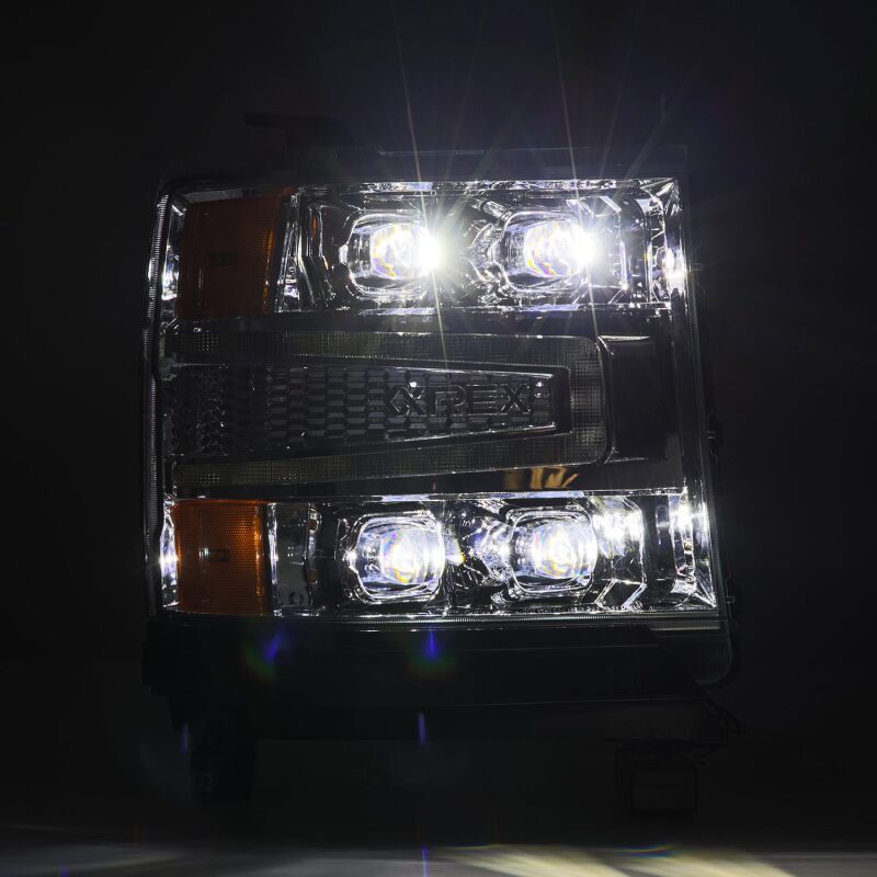 AlphaRex 16 - 18 Chevy 1500HD NOVA - Series LED Proj Headlights Chrm w/Actv Lgt/SeqSig & DRL(Req 810023) - My Store