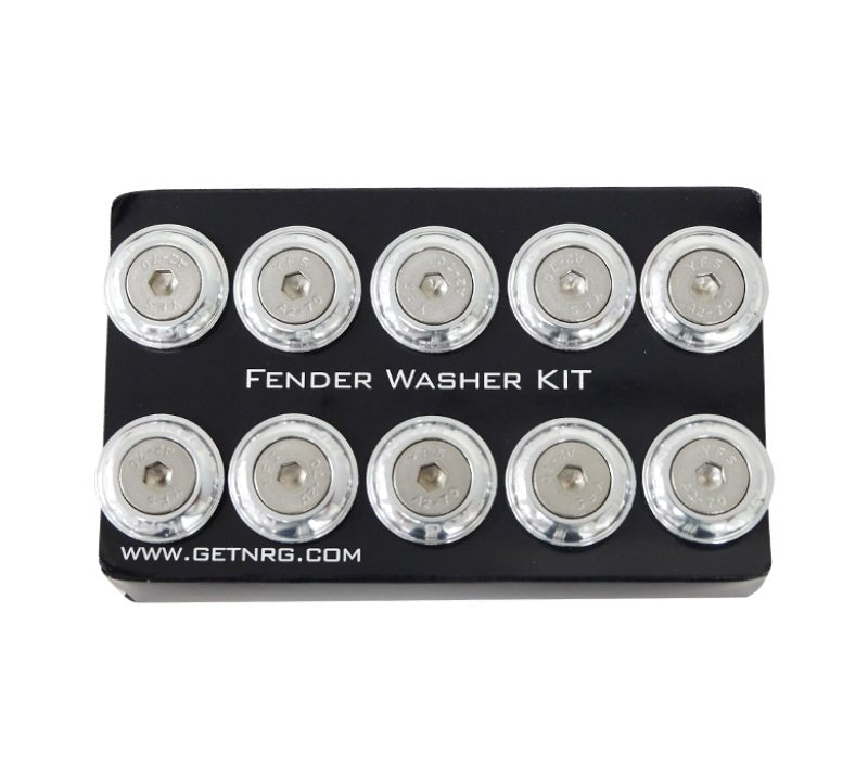 NRG Fender Washer Kit w/Rivets For Plastic (Silver) - Set of 10 - My Store