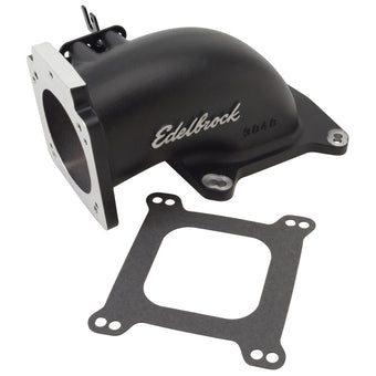 compare product Edelbrock Low Profile Intake Elbow 90mm Throttle Body to Square-Bore Flange Black Finish