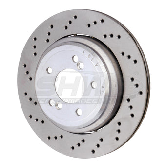 compare product SHW 06-08 BMW Z4 3.2L Left Rear Cross-Drilled Lightweight Brake Rotor (34212282303)