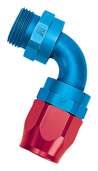 compare product Russell Performance -12 AN Red/Blue 90 Degree Swivel Dry Sump Hose End (-6 Port 7/8in-14 Thread)