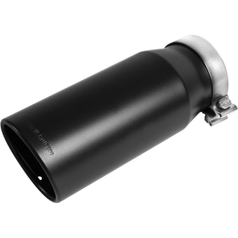 compare product MagnaFlow Tip Stainless Black Coated Single Double Round Single Outlet 5in Dia 4in Inlet 13in L