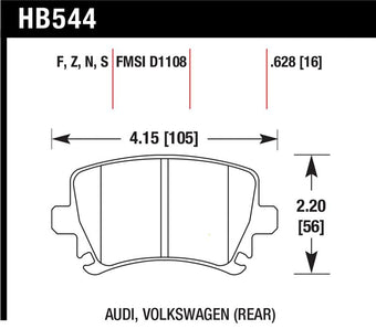 compare product Hawk 2006-2009 Audi A3 TFSIi Quattro 2.0 HPS 5.0 Rear Brake Pads
