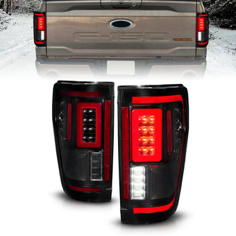 compare product ANZO 21-23 Ford F-150 LED Taillights Seq. Signal w/BLIS Cover - Black Smoke