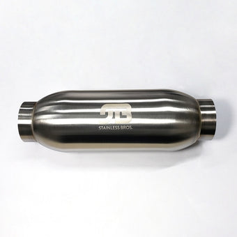 compare product Stainless Bros 4in Body x 18in Length 3in Inlet/Outlet Bullet Resonator
