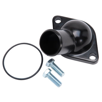 compare product Edelbrock Chevy 15 Deg. Water Neck Steel - Black