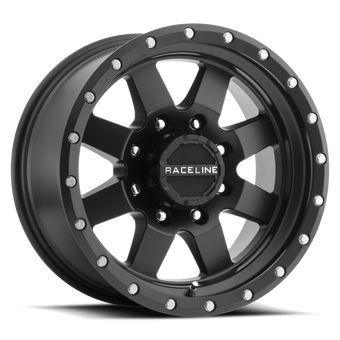 compare product Raceline 935B Defender 16x6in / 8x165.1 BP / 0mm Offset / 4.90mm Bore - Satin Black Wheel
