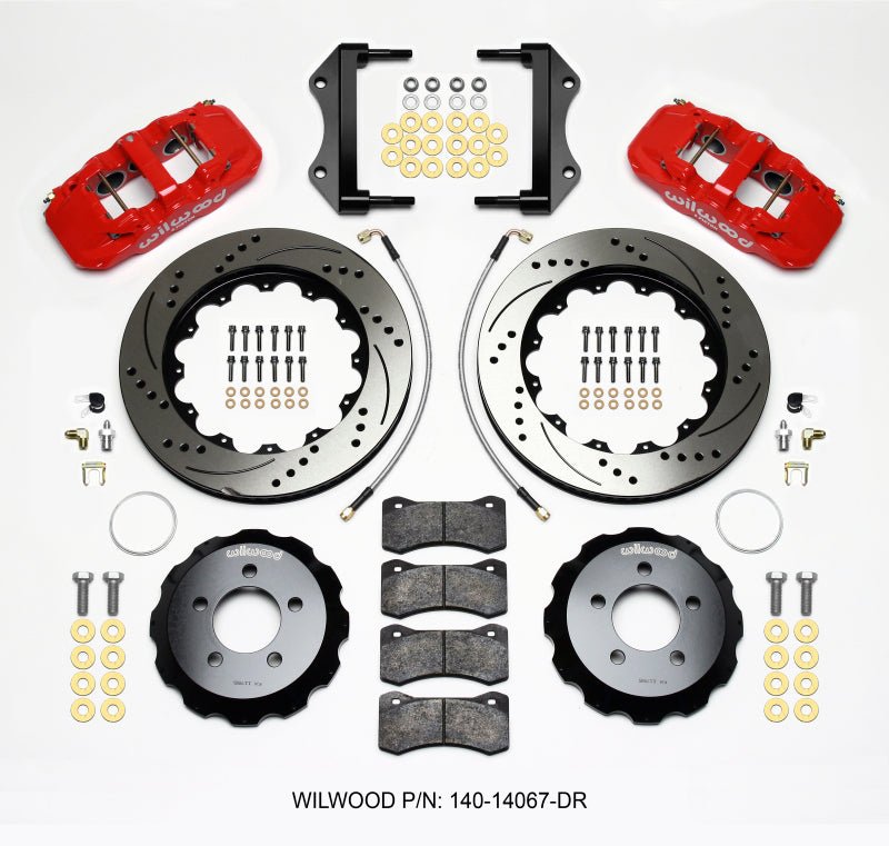 Wilwood AERO6 Front Hat Kit 14.25 Drilled Red 2014 - Up Challenger w/Lines - My Store
