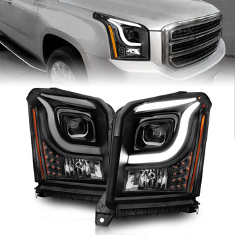 compare product ANZO 15-17 GMC Yukon/Yukon XL Projector Headlights Black Housing/Clear Lens (w/ Light Bars)