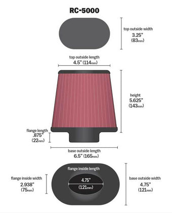 compare product K&N Universal Chrome Filter GM TPI Custom - Oval Flange