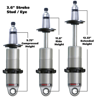 compare product Ridetech HQ Series CoilOver Shock 3.6in Travel 2.5in Coil Eye/Stud Mounting 9.425inx13.025in