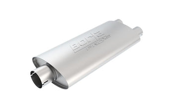 compare product Borla Universal Center/Dual Oval 2.5in In/Dual 2.5in Out 19in x 4in x 9.5in Notched PRO-XS Muffler