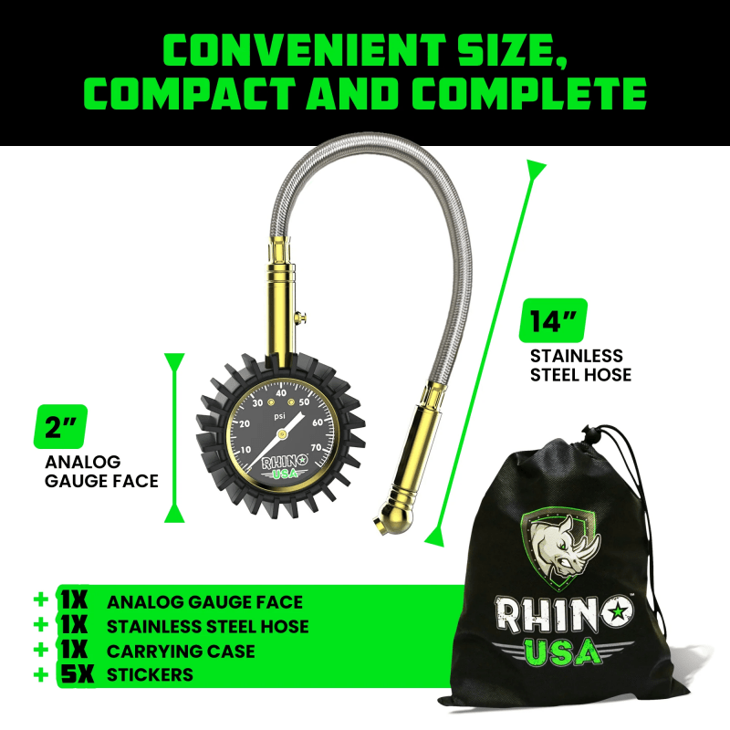 Rhino USA 75 Psi Analog Heavy Duty Tire Pressure Gauge - My Store
