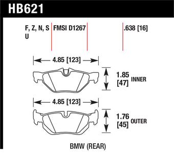 compare product Hawk 08-11 BMW 128i / 10 BMW 323i / 07-11 BMW 328i / 07-11 BMW 328XI HT-10 Race Rear Brake Pads