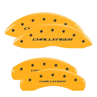 compare product MGP 4 Caliper Covers Engraved Front & Rear Block/Challenger Yellow finish black ch