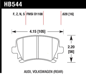 compare product Hawk 06 Audi A6 Quattro Avant/06-09 A6 Quattro HT-10 Rear Brake Pads