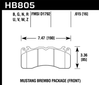 compare product Hawk 15-17 Ford Mustang Brembo Package Performance Ceramic Front Brake Pads
