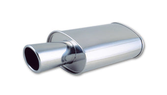 compare product Vibrant StreetPower Oval Muffler with 4in Round Tip Angle Cut Rolled Edge - 2.5in inlet I.D.