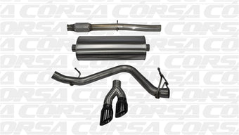 compare product Corsa 14-19 GMC Sierra/Chevy Silv 1500 Crew Cab/Std. Bed 5.3L V8 Black Sport Single Side CB Exhaust