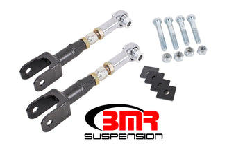 compare product BMR 15-17 S550 Mustang Rear On-Car Adj. Rod Ends Toe Rods - Black Hammertone