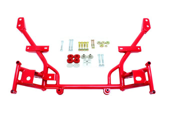 compare product BMR 05-14 S197 Mustang K-Member w/ 1/2in Lowered Motor Mounts and STD. Rack Mounts - Red