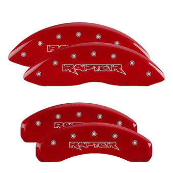 compare product MGP 4 Caliper Covers Engraved Front & Rear Raptor Red finish silver ch