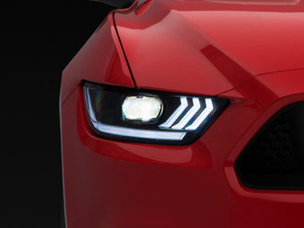 compare product Raxiom 15-17 Ford Mustang Projector Headlights OEM HID Bulbs- Black Housing (Clear Lens)