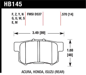 compare product Hawk 02-06 Acura RSX / 02-11 Honda Civic Si / 00-09 S2000 DTC-70 Race Rear Brake Pads