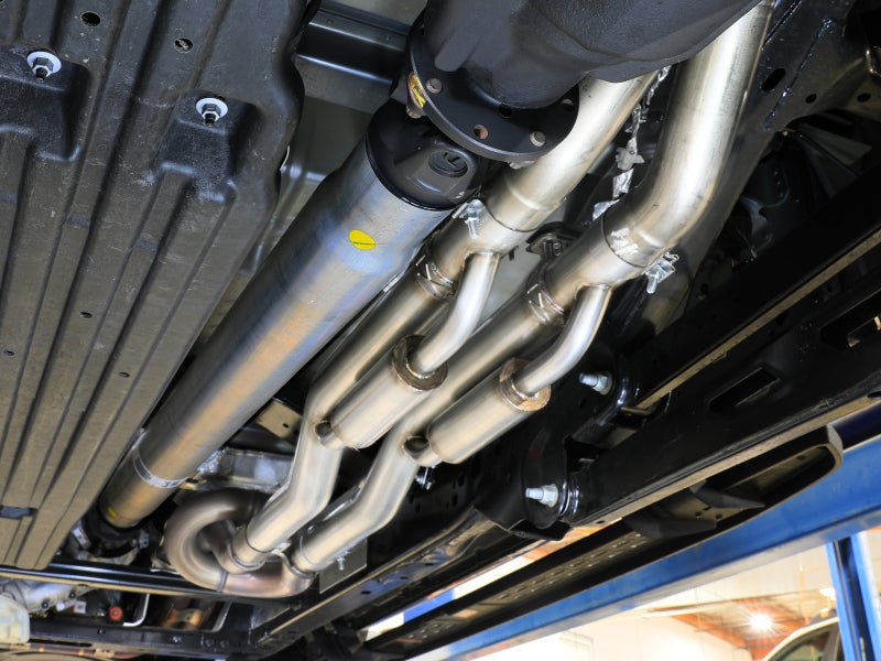 aFe 21 - 24 Ford F - 150 Vulcan Series 3 IN to 3 - 1/2 IN Stainless Steel Cat - Back Exhaust System - Black - My Store