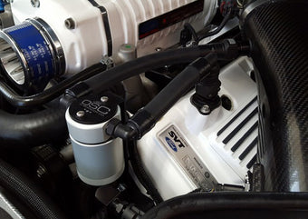 compare product J&L 07-14 Ford Mustang GT500 Driver Side Oil Separator 3.0 - Clear Anodized