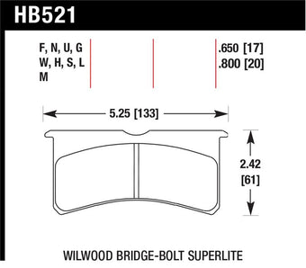 compare product Hawk Wilwood Superlite 4/6 Forged DTC-60 Race Brake Pads