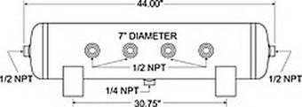 compare product Firestone Air Tank 20 Gallon 12in. x 44in. (6) 1/2in. NPT Ports 150 PSI Max - Black (WR17609277)
