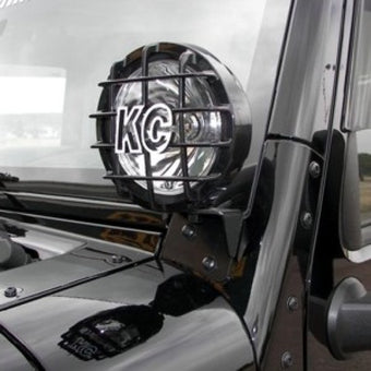 compare product KC HiLiTES 07-18 Jeep JK A-Pillar Windshield Light Mount Bracket Set (Pair) - Black
