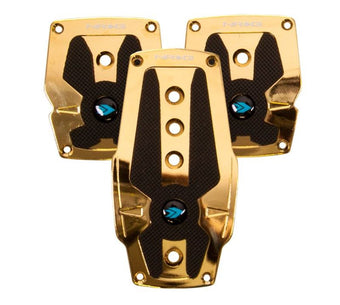 compare product NRG Aluminum Sport Pedal M/T - Chrome Gold w/Black Rubber Inserts