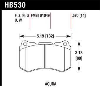 compare product Hawk 07-08 Acura TL Type S Performance Ceramic Street Front Brake Pads