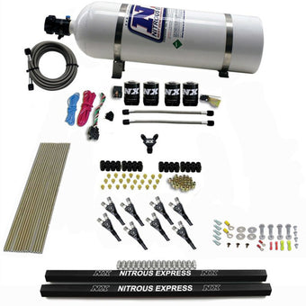 compare product Nitrous Express Pro-Shk/Gas 4 Solenoids Nitrous Kit (200-600HP) w/Rails and 15lb Bottle