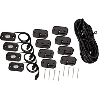 compare product Westin Universal LED Rock Light Kit - 4 Lights - 14ft 9in Wiring Harness & Switch - Black