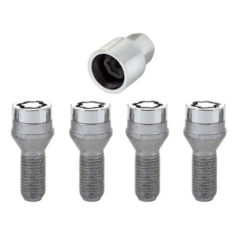 compare product McGard Wheel Lock Bolt Set - 4pk. (Cone Seat) M14X1.25 / 17mm Hex / 27.3mm Shank Length - Chrome