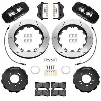 compare product Wilwood 99-02 Nissan Skyline Aerolite 6R Front BBK w/ 14in Slotted Rotors & Flexlines - Black